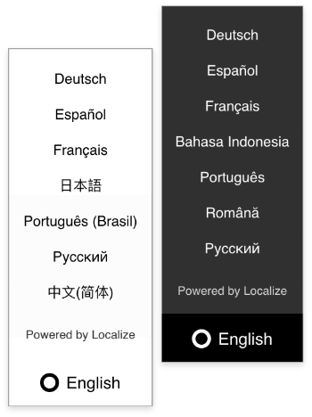 Image: A screenshot of the Localize language switcher widget. 